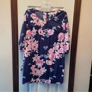 Old Navy Navy Dress with Pink Floral Design